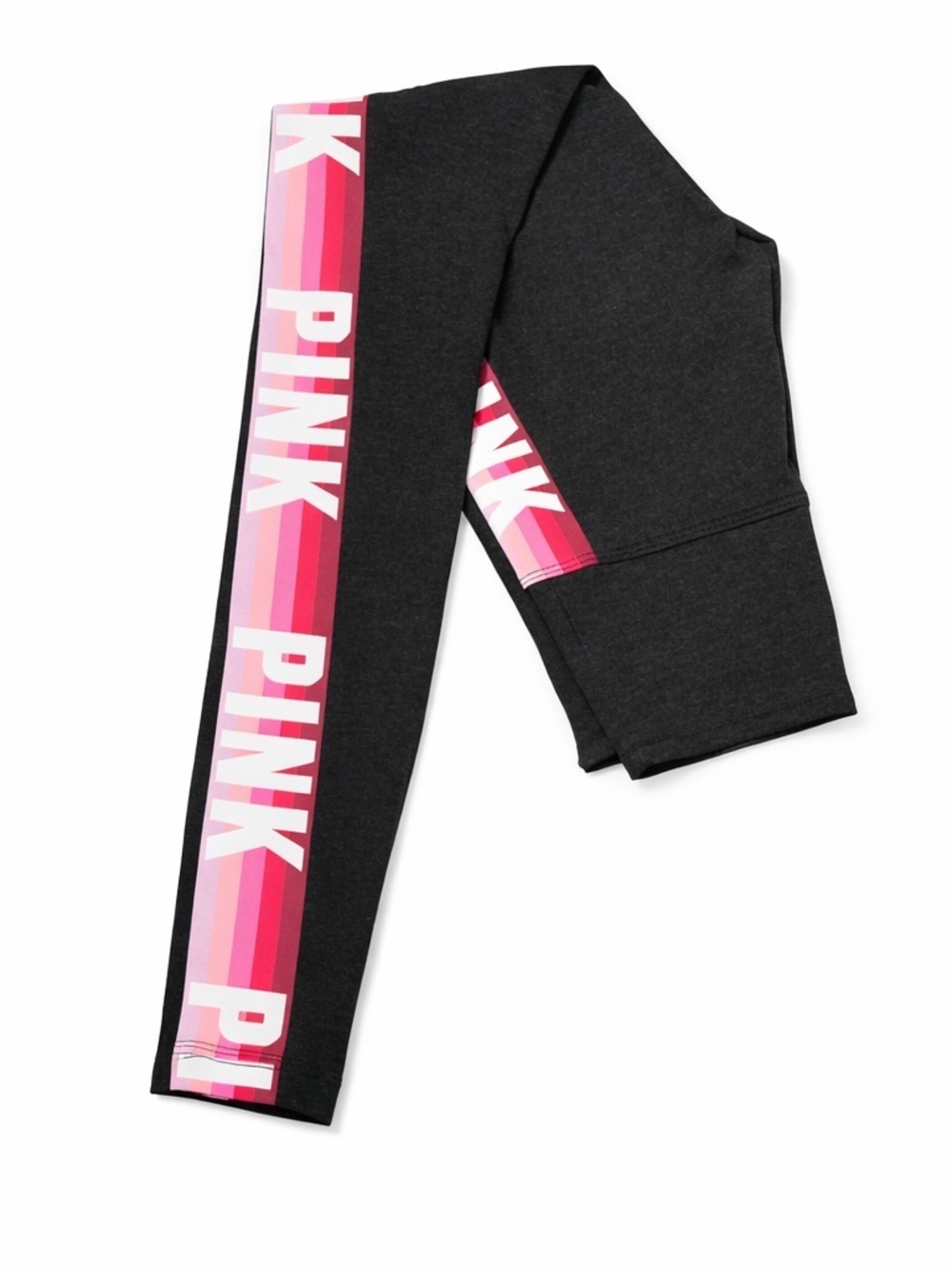 PINK Victoria’s Secret Yoga Leggings XS Dark Gray Neon Stripe Activewear